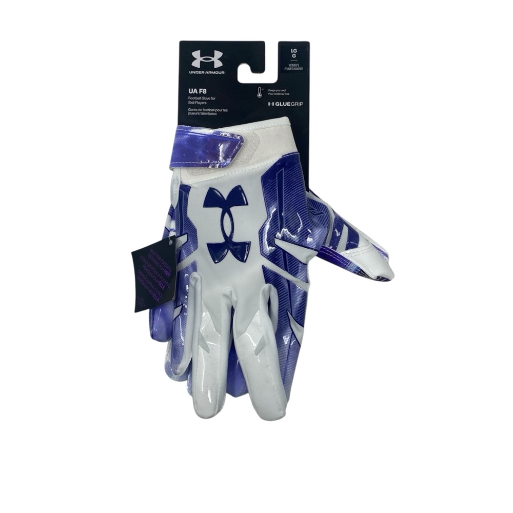 Under Armour UA F8 Women’s Football Gloves Size Large Blue‎ & White NWT
